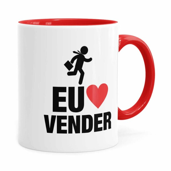 Caneca Do Vendedor Eu Amo Vender V02 Vermelha