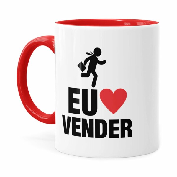 Caneca Do Vendedor Eu Amo Vender V02 Vermelha