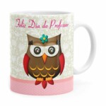 Caneca Feliz Dia Do Professor Coruja Branca