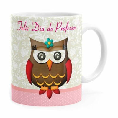 Caneca Feliz Dia Do Professor Coruja Branca