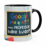 Caneca Google Pra Que, Meu Professor Sabe Tudo Preta