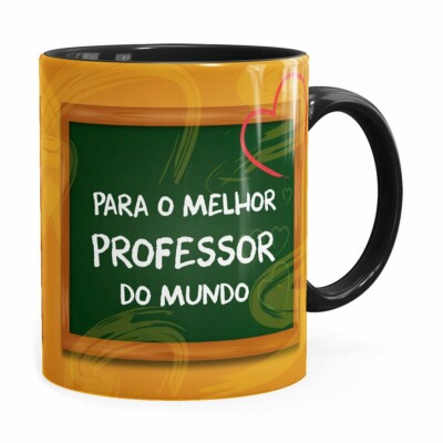 Caneca Melhor Professor Do Mundo Preta