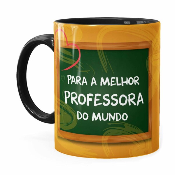 Caneca Melhor Professora Do Mundo Preta