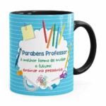 Caneca Parabéns Professor Melhor Forma Preta