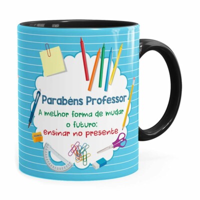 Caneca Parabéns Professor Melhor Forma Preta