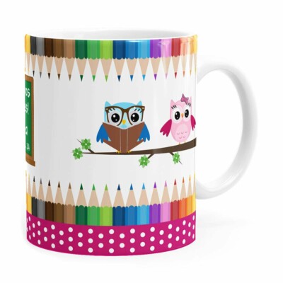 Caneca Personalizada Dia Dos Professores Coruja 01 Branca