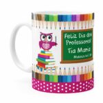 Caneca Personalizada Dia Dos Professores Coruja 01 Branca