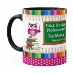 Caneca Personalizada Dia Dos Professores Coruja 01 Preta