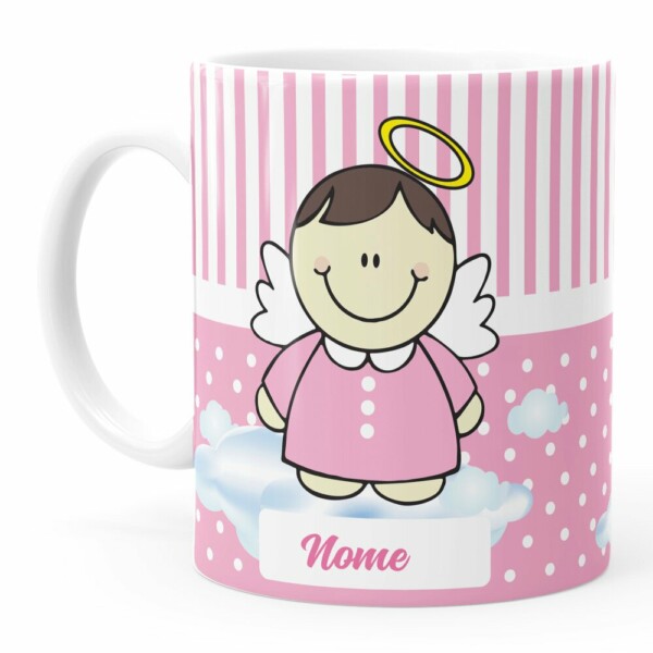 Caneca Personalizada Dinda Anjinho Rosa Branca