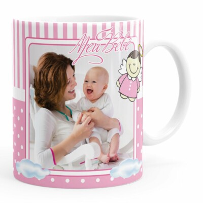 Caneca Personalizada Dinda Anjinho Rosa Branca