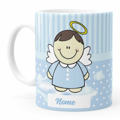 Caneca Personalizada Dindo Anjinho Azul Branca