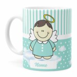 Caneca Personalizada Dindo Anjinho Verde Claro Branca