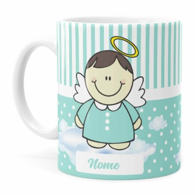 Caneca Personalizada Dindo Anjinho Verde Claro Branca