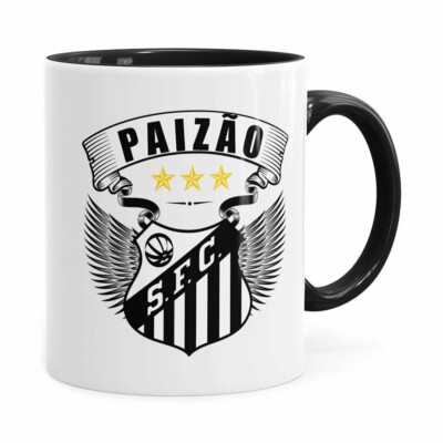 Caneca Personalizada Paizão Santos Asas Preta