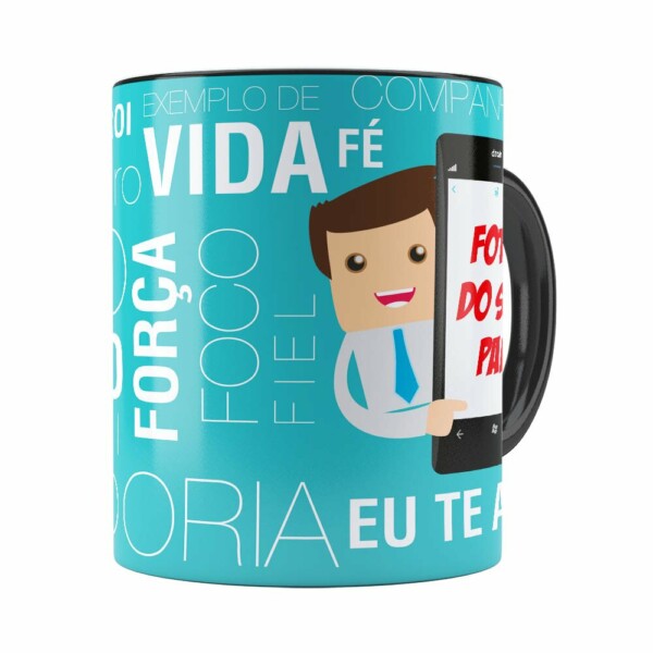 Caneca Personalizada Pai No Celular Preta