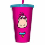 Copo Flintstones Dino Rosa 500ml Com Canudo