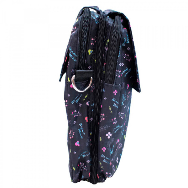 Bolsa Dobrável Minnie Preta Flores 46x37cm