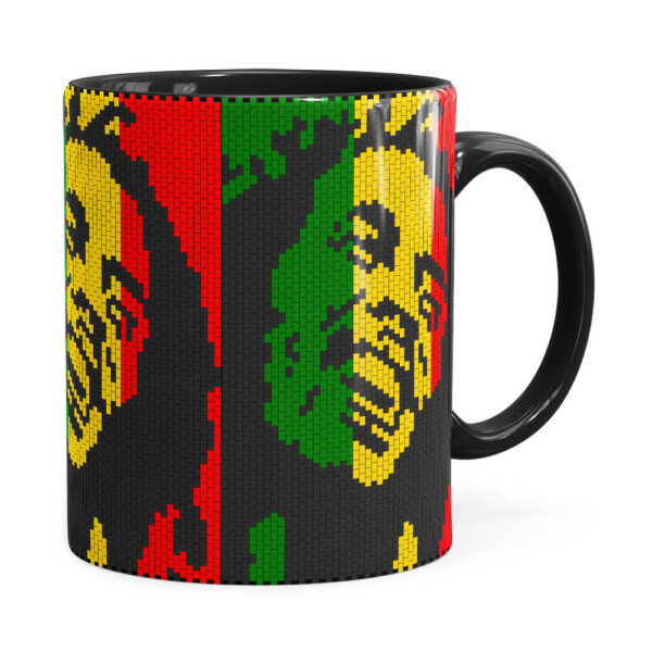 Caneca Bob Marley Mosaíco Preta