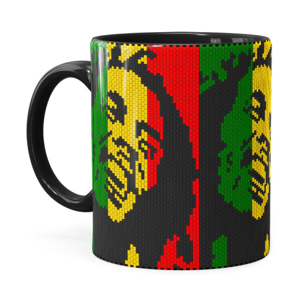 Caneca Bob Marley Mosaíco Preta
