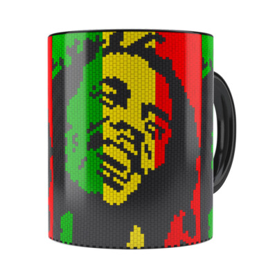Caneca Bob Marley Mosaíco Preta