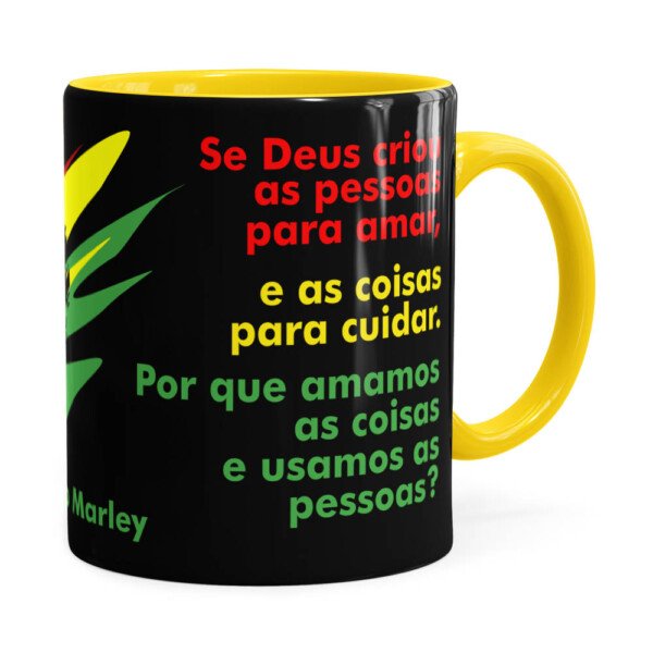 Caneca Bob Marley Se Deus Criou Amarela