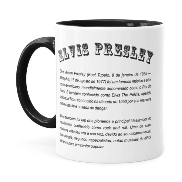 Caneca Elvis Presley Arte History Preta