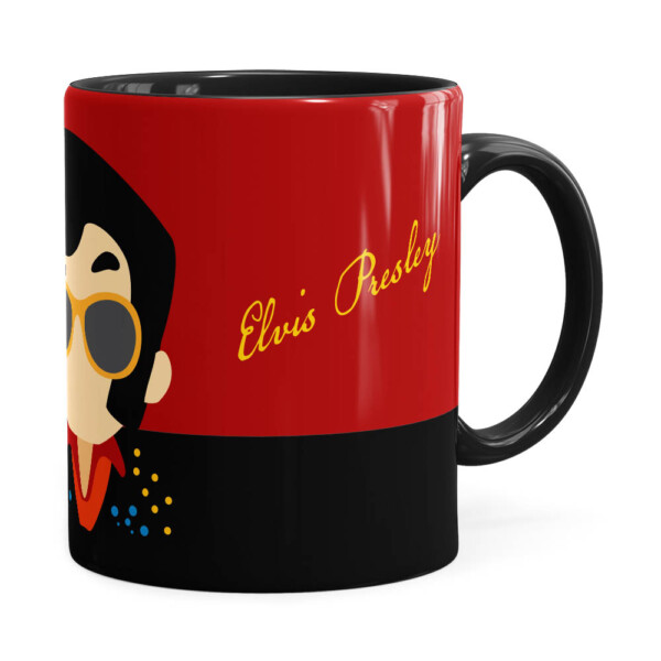 Caneca Elvis Presley Minimalista Preta