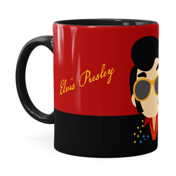 Caneca Elvis Presley Minimalista Preta