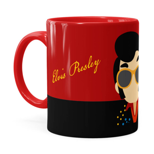Caneca Elvis Presley Minimalista Vermelha