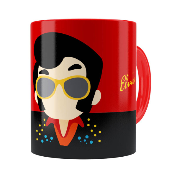 Caneca Elvis Presley Minimalista Vermelha