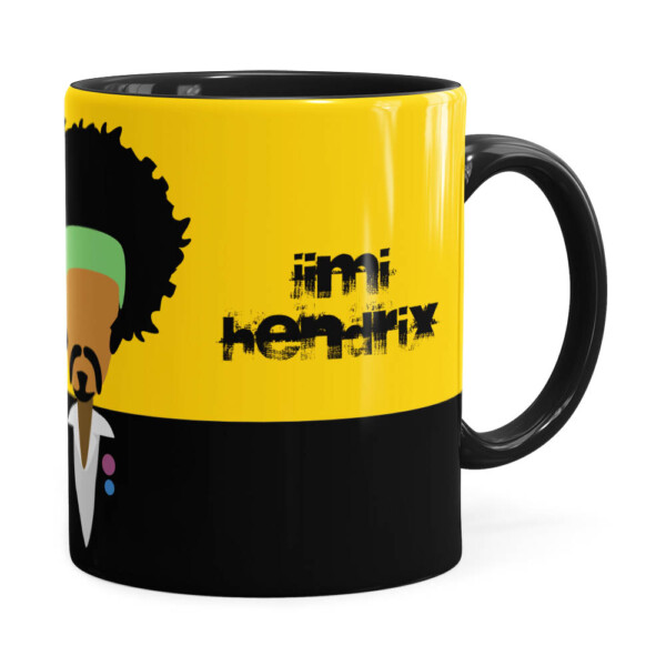 Caneca Jimi Hendrix Minimalista Preta