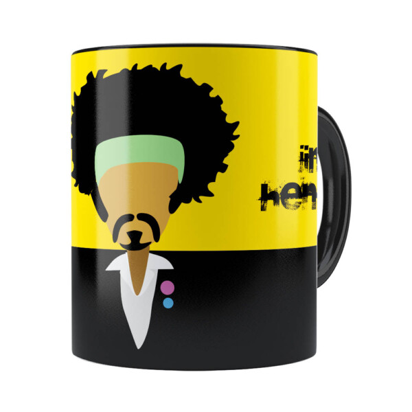 Caneca Jimi Hendrix Minimalista Preta