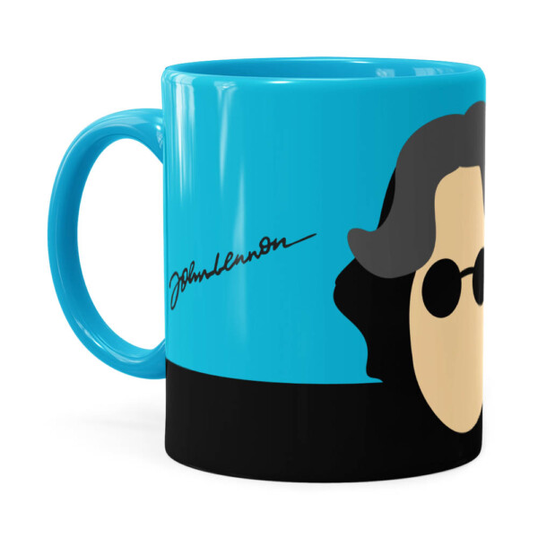 Caneca John Lennon Minimalista Azul Claro