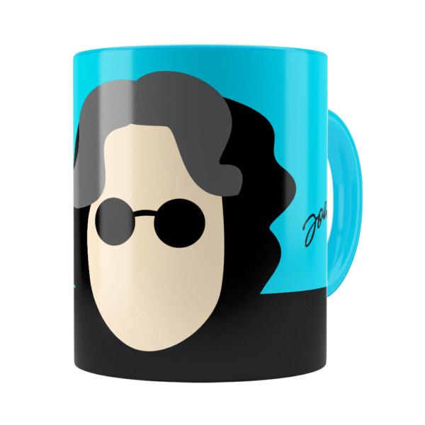 Caneca John Lennon Minimalista Azul Claro
