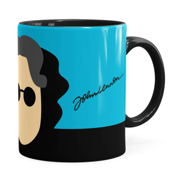 Caneca John Lennon Minimalista Preta