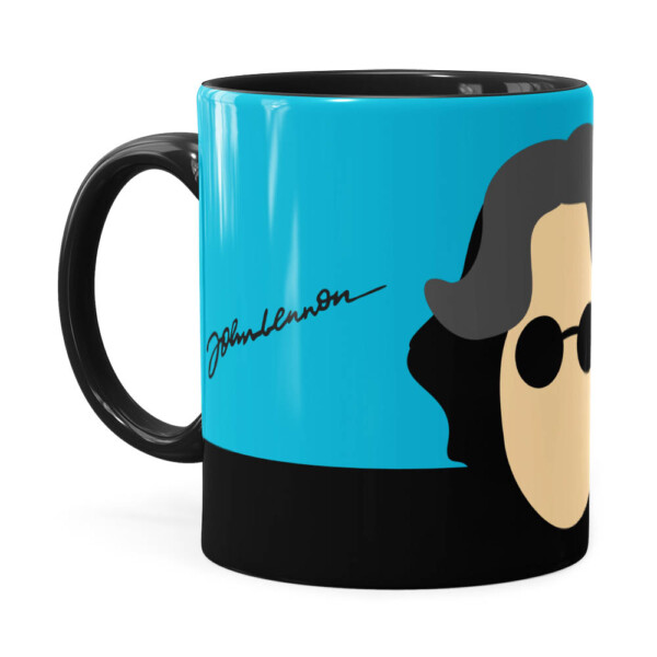 Caneca John Lennon Minimalista Preta