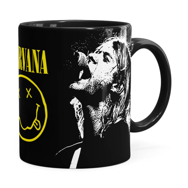 Caneca Nirvana Kurt Cobain Preta