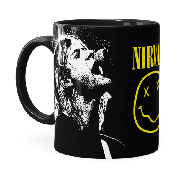 Caneca Nirvana Kurt Cobain Preta