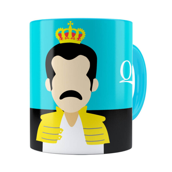 Caneca Queen Freddie Mercury Minimalista Azul Claro
