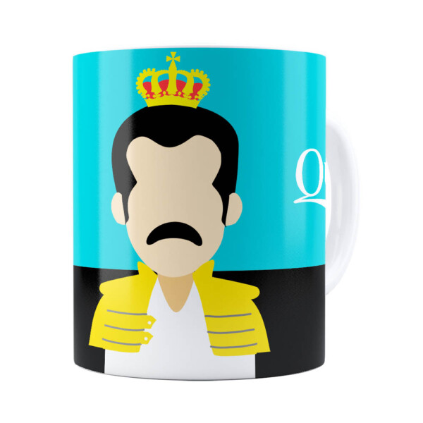 Caneca Queen Freddie Mercury Minimalista Branca