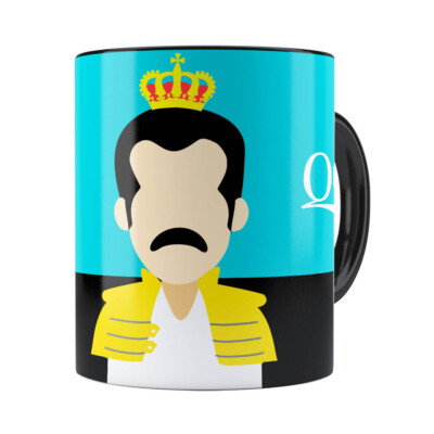 Caneca Queen Freddie Mercury Minimalista Preta