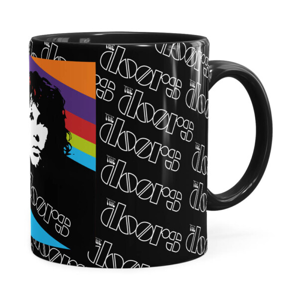 Caneca The Doors Jim Morrison Poster Colors Preta
