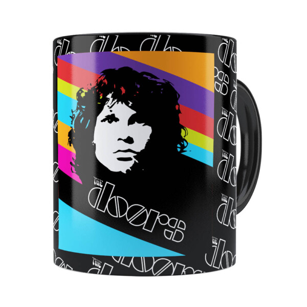 Caneca The Doors Jim Morrison Poster Colors Preta
