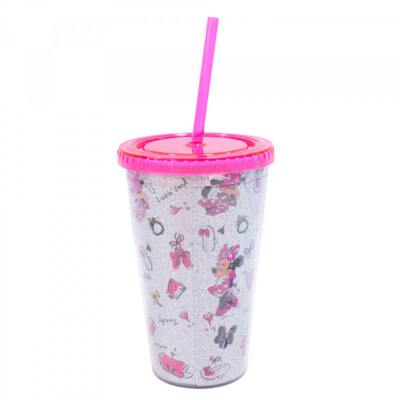 Copo Minnie Com Canudo 450ml