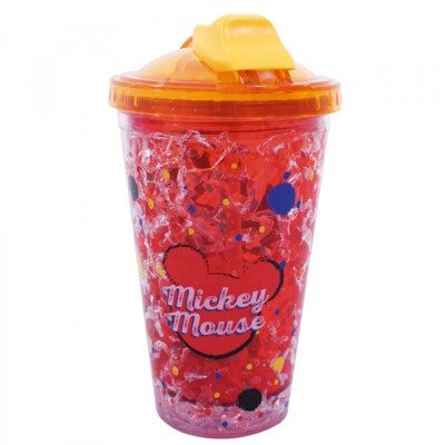 Copo Mickey Com Tampa E Canudo Com Gel Congelante 450ml
