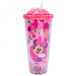 Copo Minnie Rosa Cubos Gelo Artificial 600ml