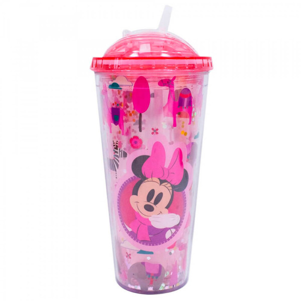 Copo Minnie Rosa Cubos Gelo Artificial 600ml