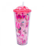 Copo Minnie Rosa Cubos Gelo Artificial 600ml