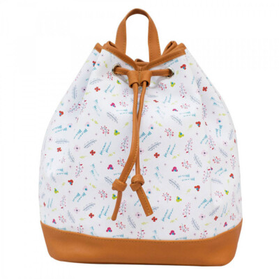 Mochila Minnie Branca Floral