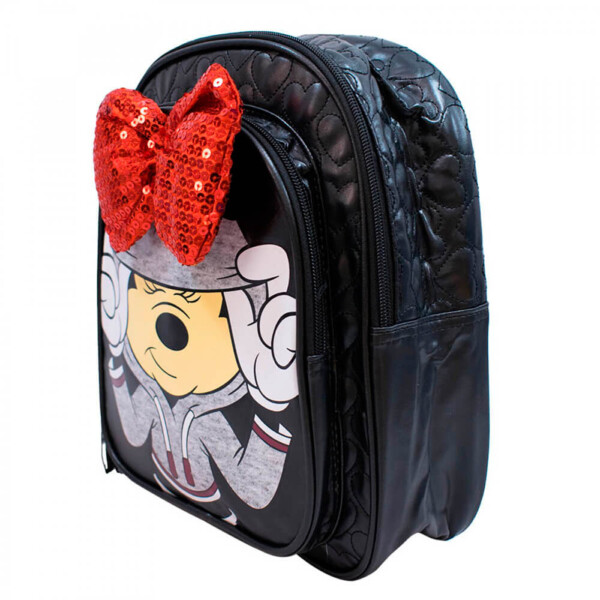 Mochila Minnie Preta Laço Lantejoulas